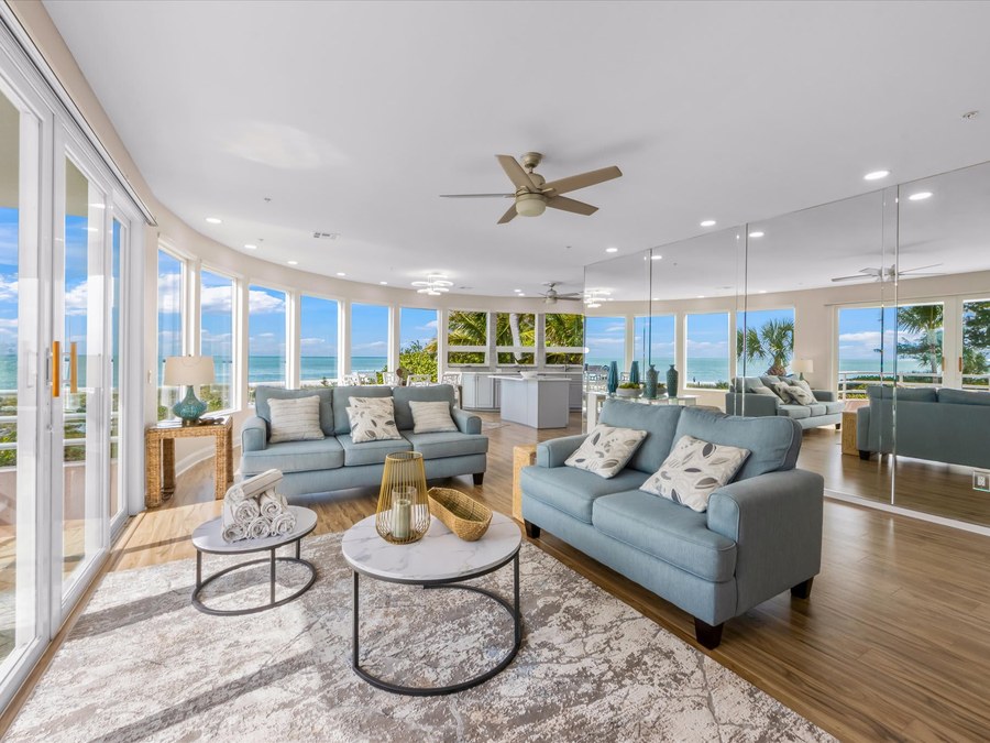 Panoramic gulf view from a managed listing in Holmes Beach, Florida